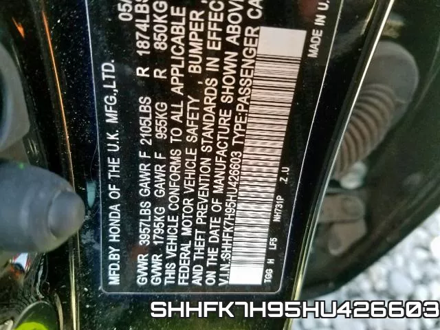 SHHFK7H95HU426603 фото 2