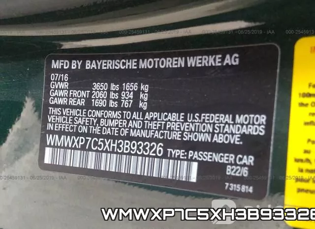 WMWXP7C5XH3B93326 фото 10
