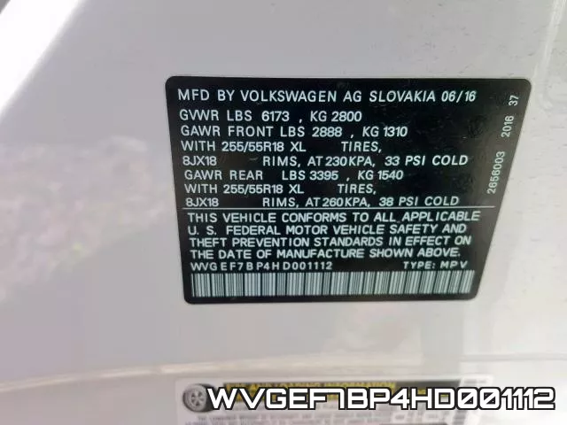 WVGEF7BP4HD001112 фото 2