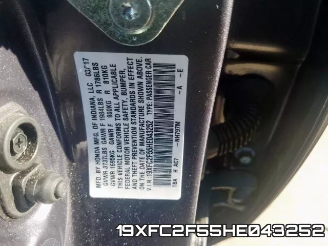 19XFC2F55HE043252 фото 2