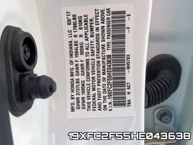 19XFC2F55HE043638 фото 2