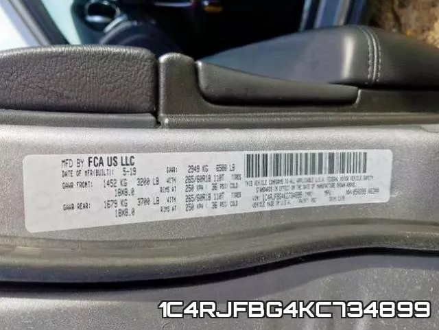 1C4RJFBG4KC734899 фото 2