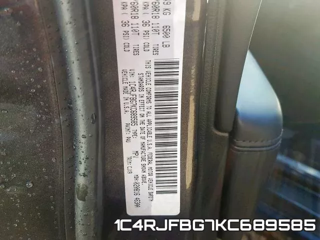 1C4RJFBG7KC689585 фото 2