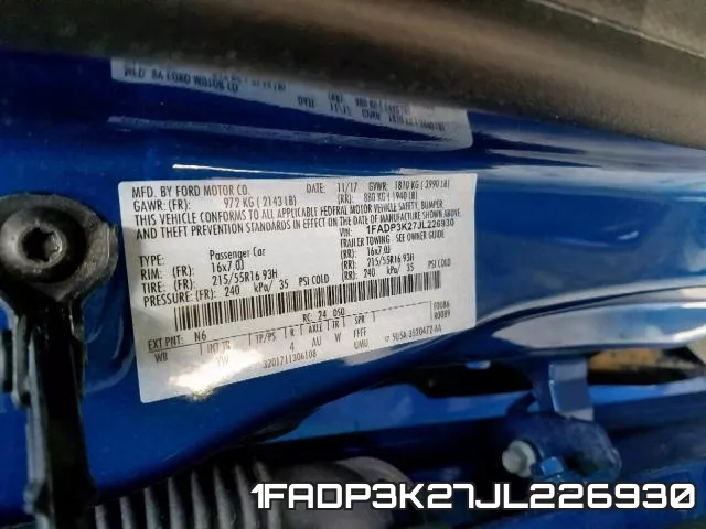 1FADP3K27JL226930 фото 2