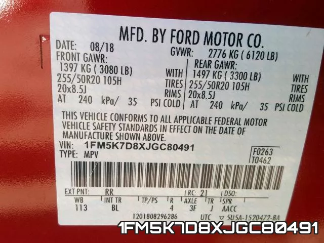 1FM5K7D8XJGC80491 фото 2