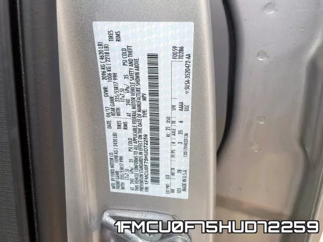 1FMCU0F75HUD72259 фото 2