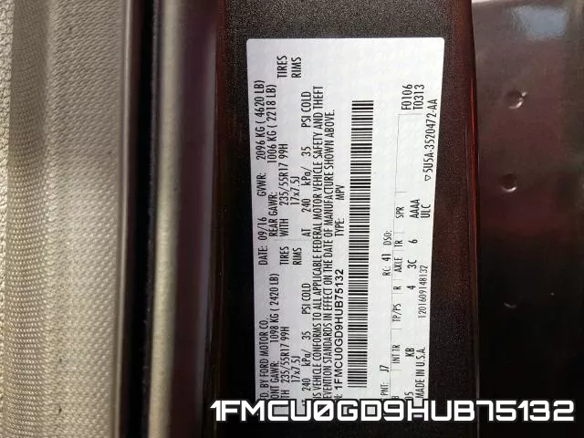 1FMCU0GD9HUB75132 фото 2