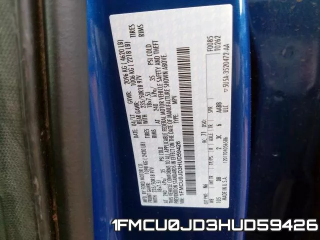 1FMCU0JD3HUD59426 фото 2