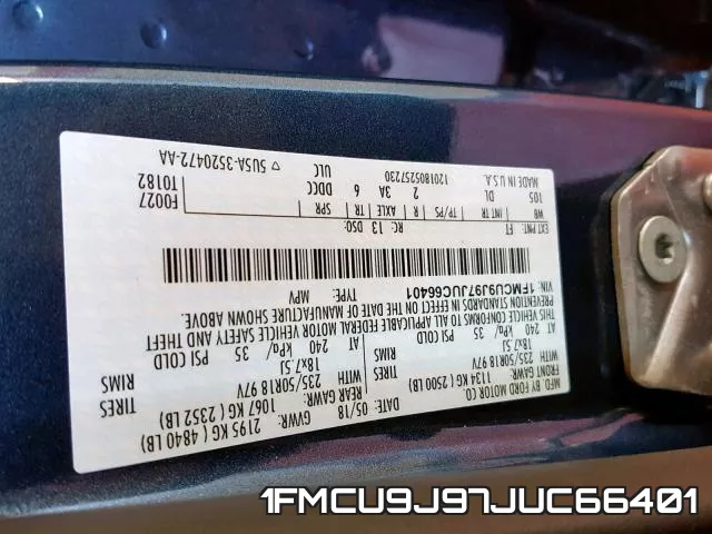 1FMCU9J97JUC66401 фото 2