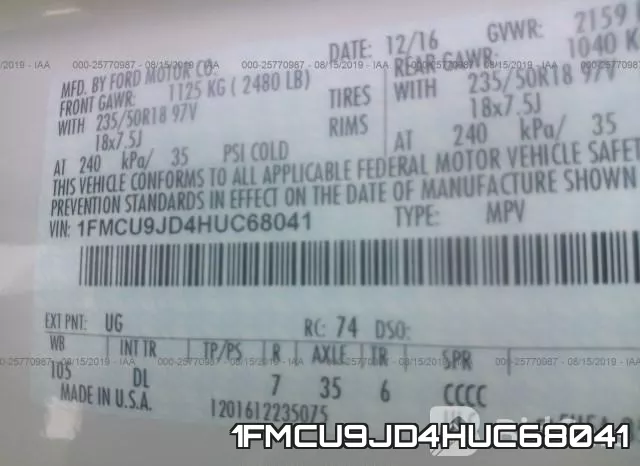 1FMCU9JD4HUC68041 фото 10