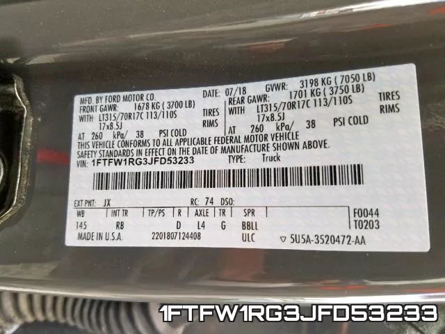 1FTFW1RG3JFD53233 фото 2