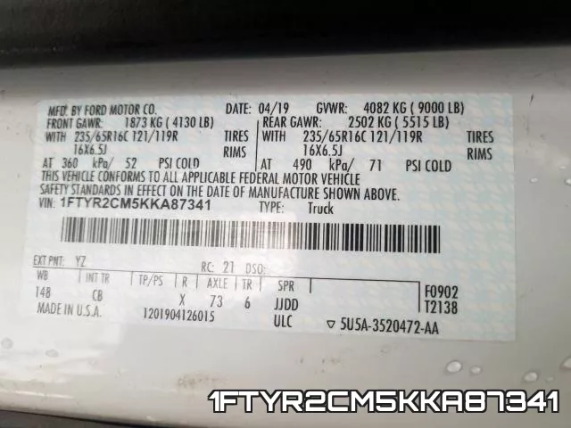 1FTYR2CM5KKA87341 фото 2