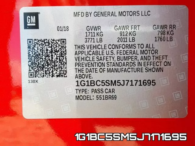 1G1BC5SM5J7171695 фото 2