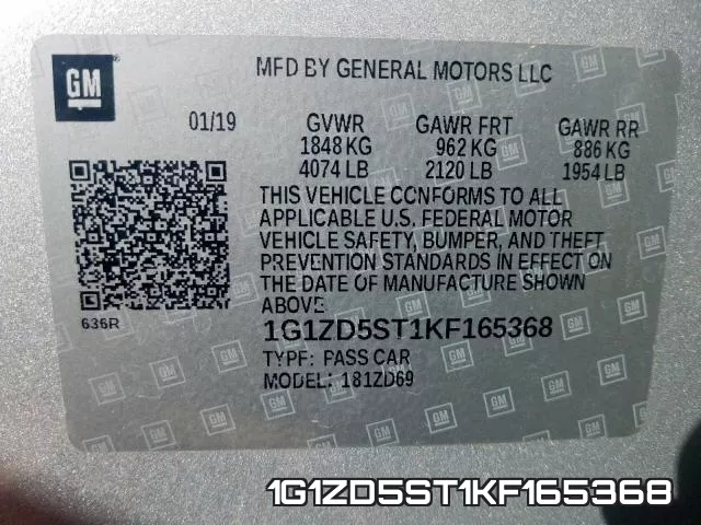 1G1ZD5ST1KF165368 фото 2