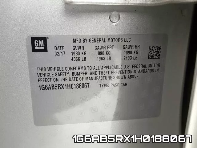 1G6AB5RX1H0188067 фото 2