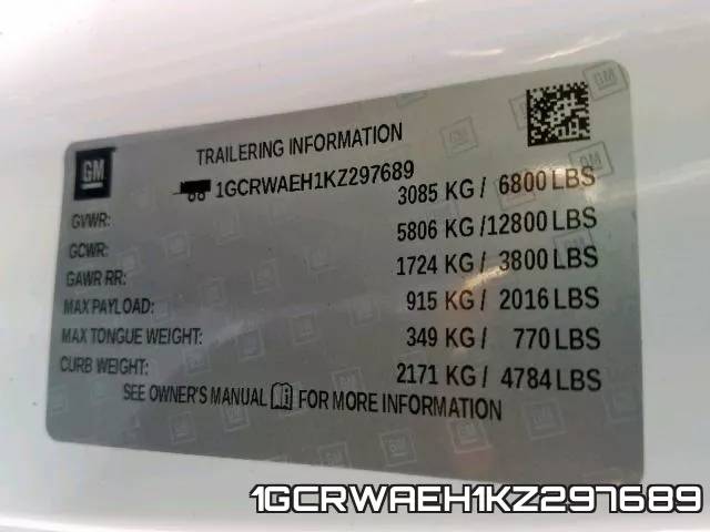 1GCRWAEH1KZ297689 фото 2