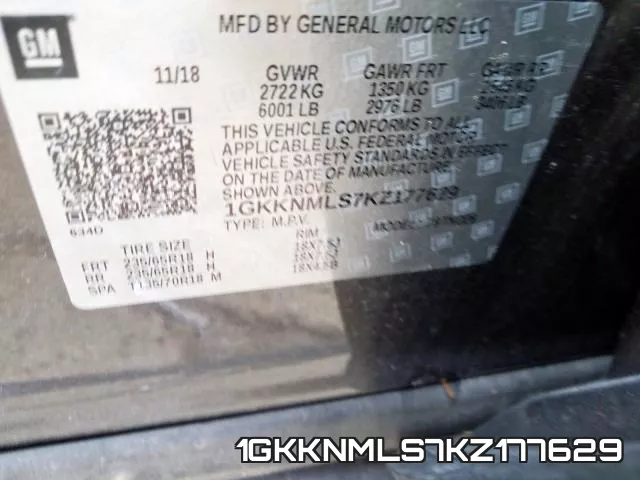 1GKKNMLS7KZ177629 фото 2