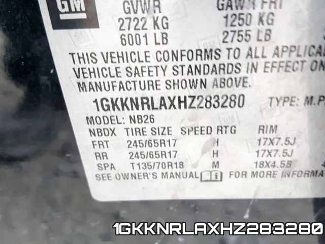 1GKKNRLAXHZ283280 фото 2