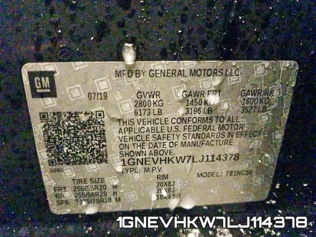 1GNEVHKW7LJ114378 фото 2