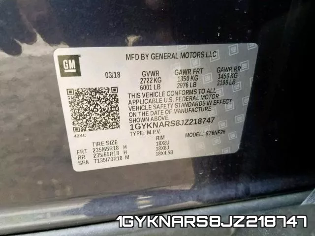 1GYKNARS8JZ218747 фото 2