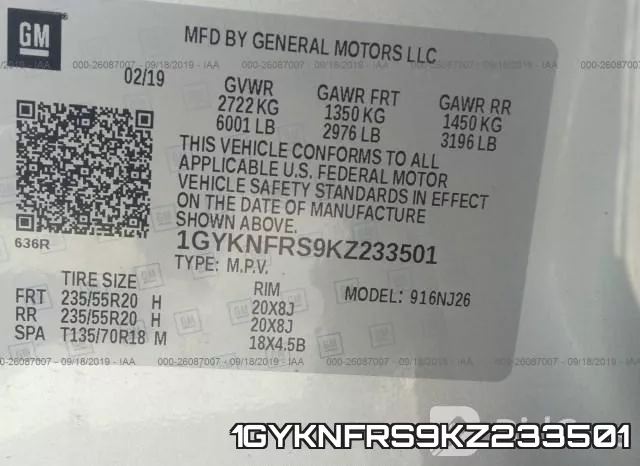 1GYKNFRS9KZ233501 фото 10