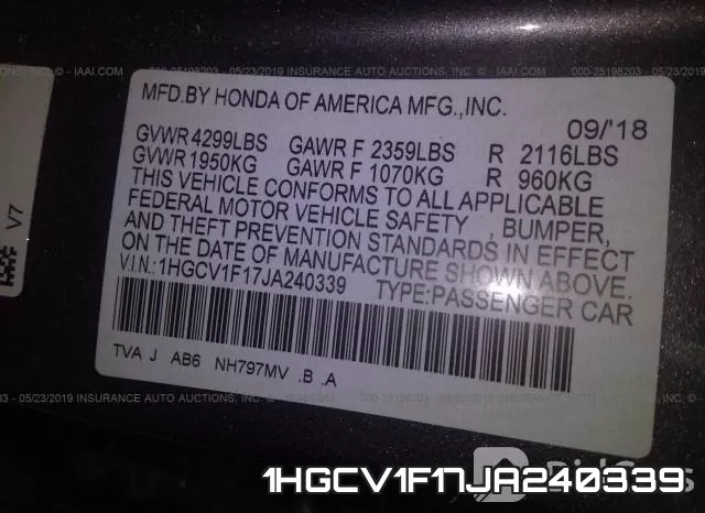 1HGCV1F17JA240339 фото 10