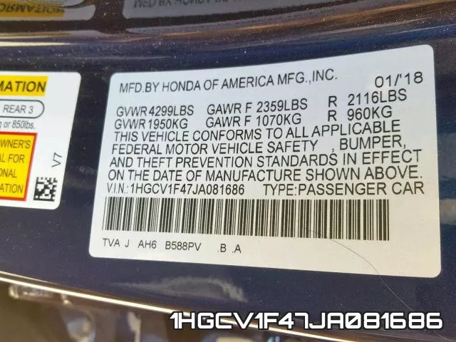 1HGCV1F47JA081686 фото 2