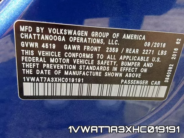 1VWAT7A3XHC019191 фото 2