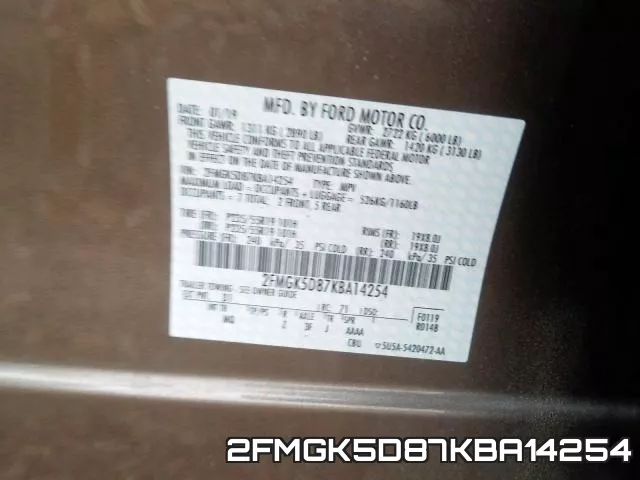 2FMGK5D87KBA14254 фото 2
