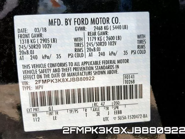 2FMPK3K8XJBB80922 фото 2