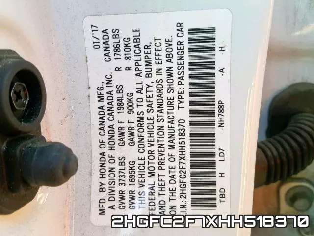 2HGFC2F7XHH518370 фото 2