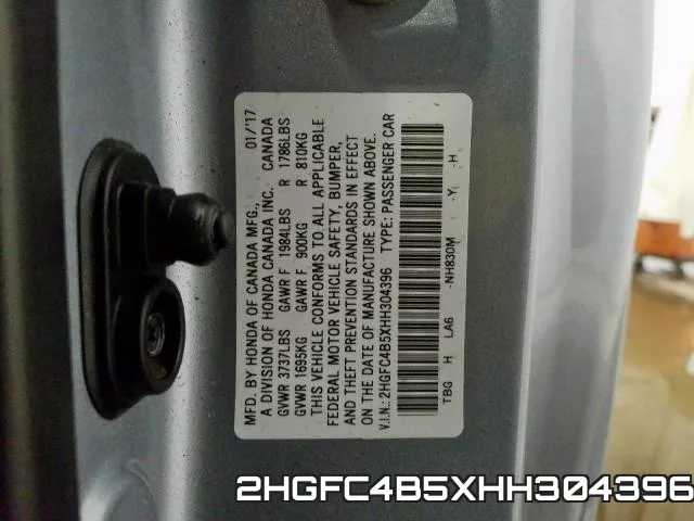 2HGFC4B5XHH304396 фото 2