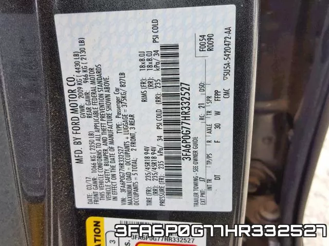 3FA6P0G77HR332527 фото 2