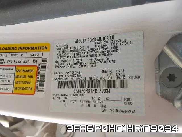 3FA6P0HD1HR179034 фото 2