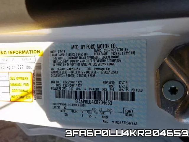3FA6P0LU4KR204653 фото 2