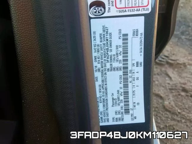 3FADP4BJ0KM110627 фото 2