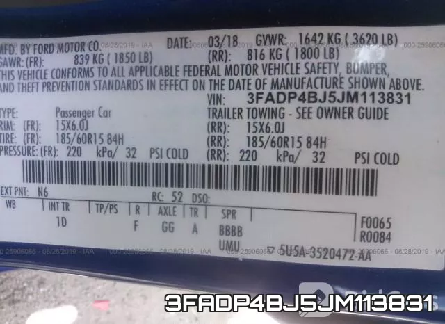 3FADP4BJ5JM113831 фото 8