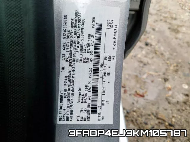 3FADP4EJ3KM105787 фото 2