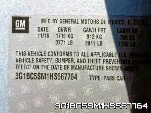 3G1BC5SM1HS567764 фото 2