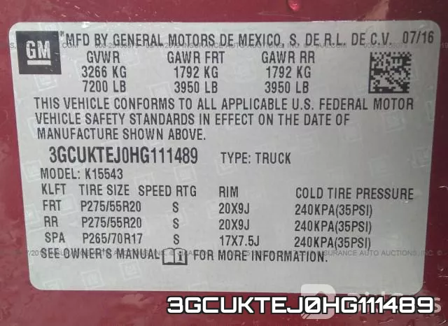 3GCUKTEJ0HG111489 фото 10