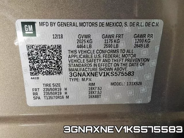 3GNAXNEV1KS575583 фото 2