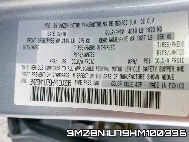 3MZBN1U79HM100336 фото 2