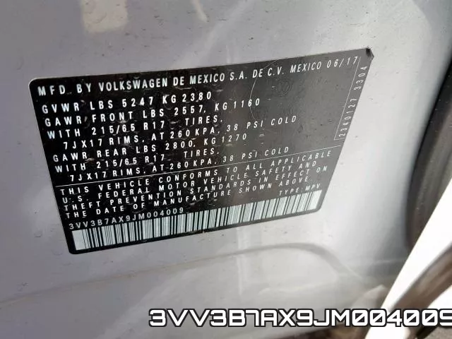 3VV3B7AX9JM004009 фото 2