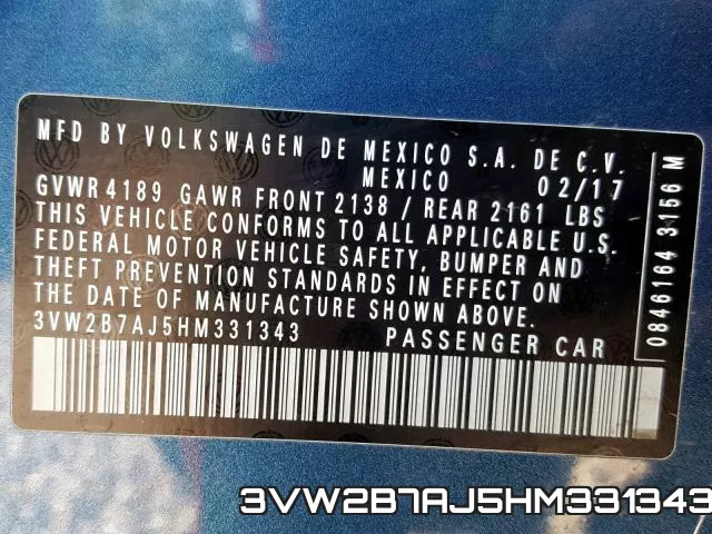 3VW2B7AJ5HM331343 фото 2