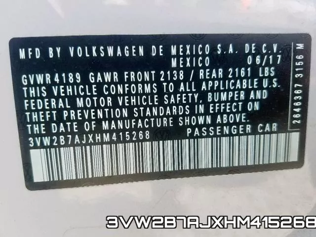 3VW2B7AJXHM415268 фото 2