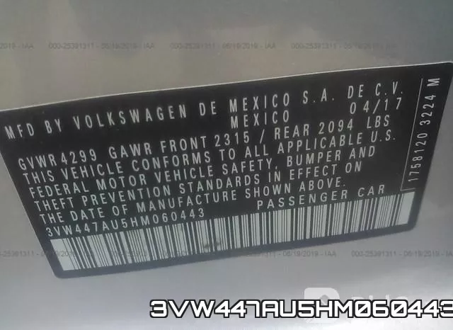 3VW447AU5HM060443 фото 9