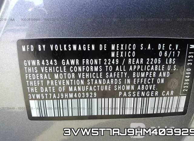 3VW5T7AJ9HM403929 фото 10