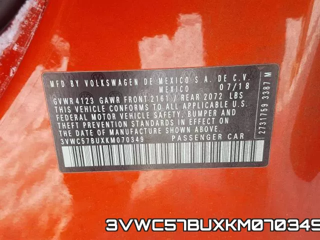 3VWC57BUXKM070349 фото 2
