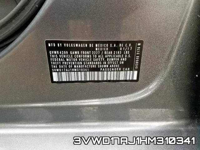 3VWD17AJ1HM310341 фото 2