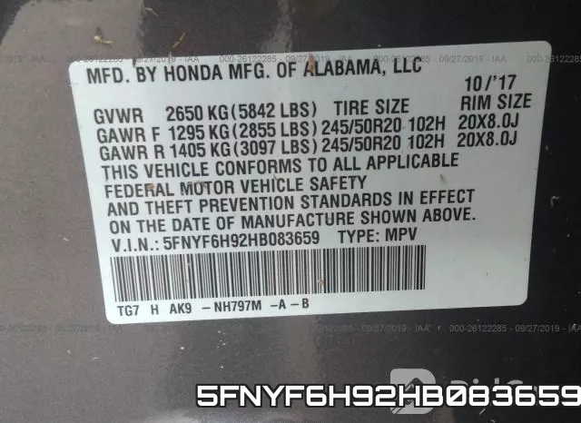 5FNYF6H92HB083659 фото 10